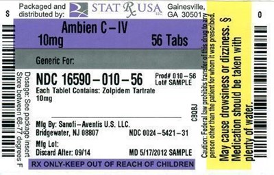 Ambien 10 mg Label Image (Ambien 10 mg Label 010)